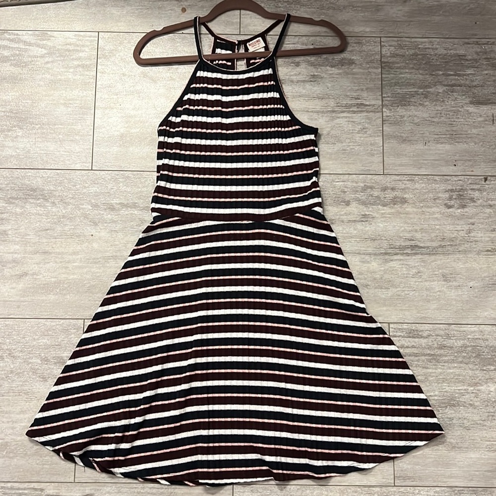 Asymmetrical Striped Sweater Dress, Size L